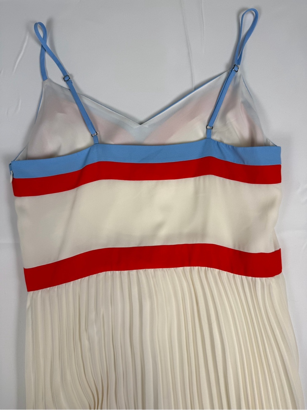 Banana Republic White Pleated Summer Midi Dress with Red & Light Blue Trim-4 - Picture 6 of 16